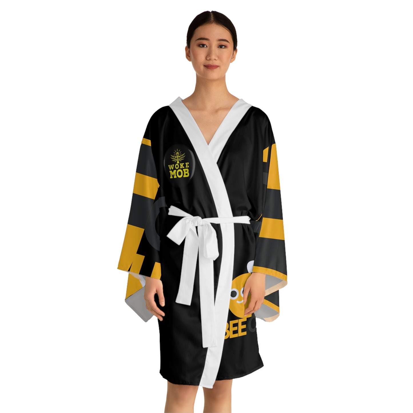 Long Sleeve "WOKE" Kimono Robe (AOP)