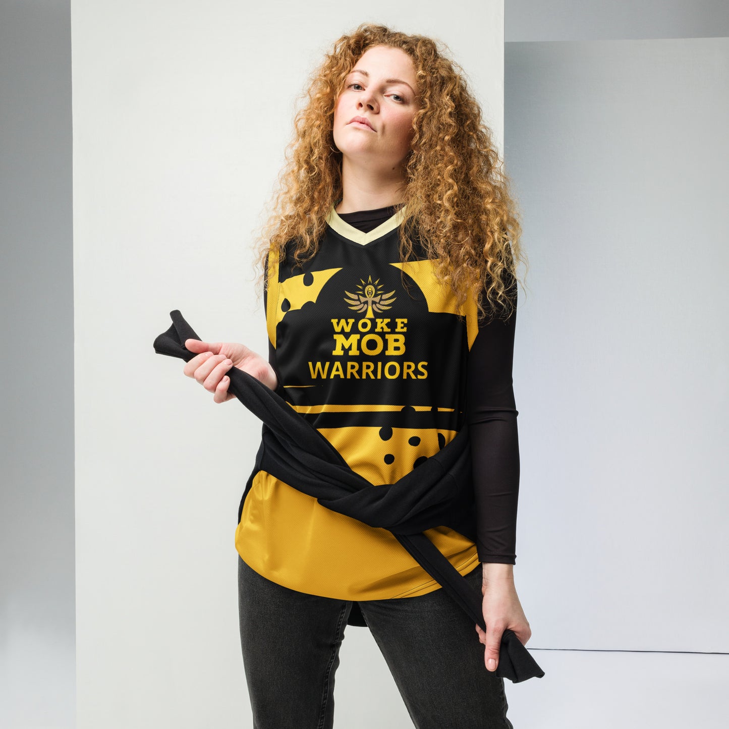 Recycled unisex WOKE MOB WARRIOR basketball jersey