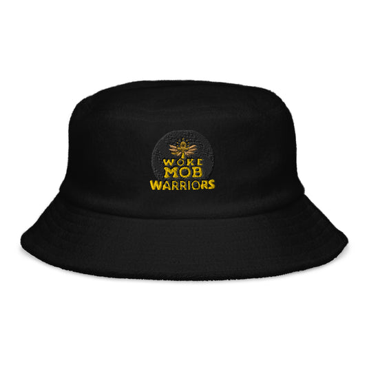 Unstructured terry cloth WOKE MOB WARRIOR bucket hat