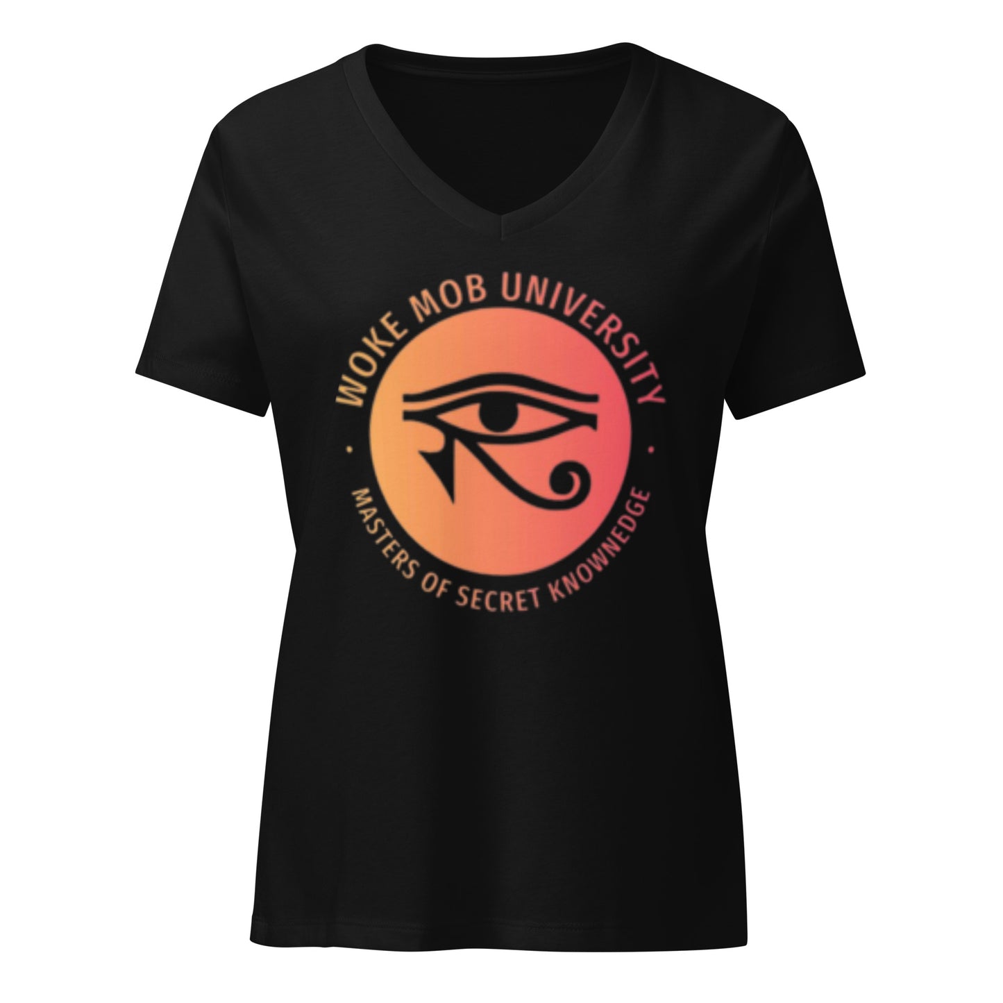 Women’s relaxed WOKE MOB U v-neck t-shirt